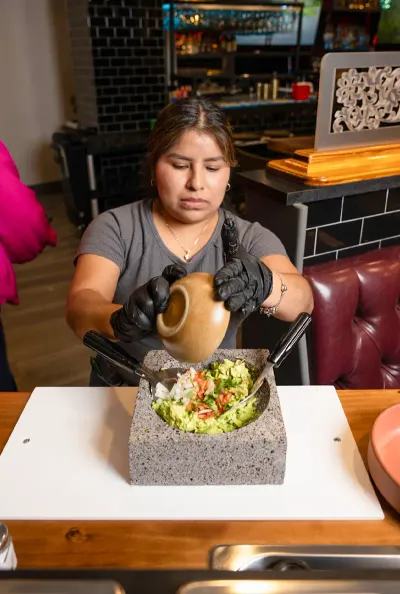 Fresh table guacamole prepared at Rio Viejo